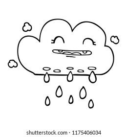 line drawing cartoon rain cloud