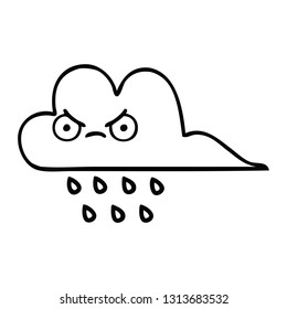 line drawing cartoon of a rain cloud