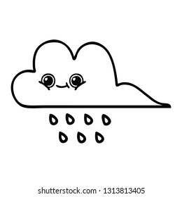 line drawing cartoon of a rain cloud