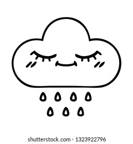 line drawing cartoon of a rain cloud