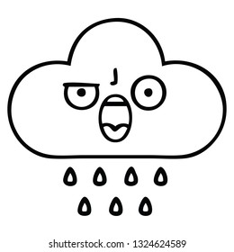 line drawing cartoon of a rain cloud