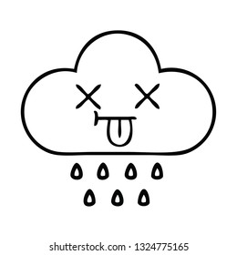 line drawing cartoon of a rain cloud