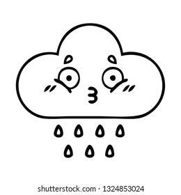 line drawing cartoon of a rain cloud
