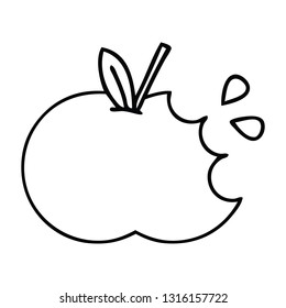 line drawing cartoon of a red apple