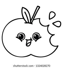 line drawing cartoon of a red apple