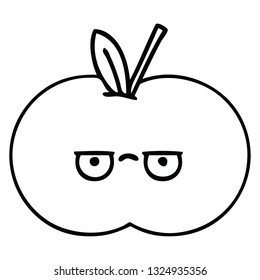 line drawing cartoon of a red apple