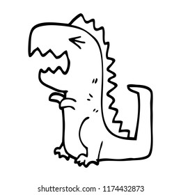 line drawing cartoon roaring t rex