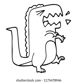 line drawing cartoon roaring t rex