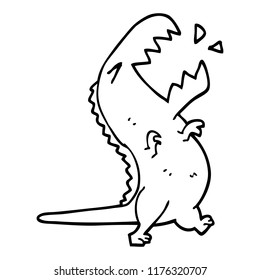 line drawing cartoon roaring t rex