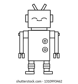 line drawing cartoon of a robot