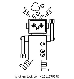line drawing cartoon of a robot