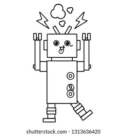 line drawing cartoon of a robot