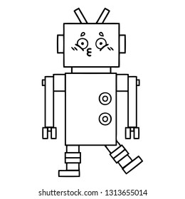 line drawing cartoon of a robot