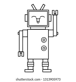 line drawing cartoon of a robot