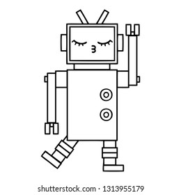 line drawing cartoon of a robot