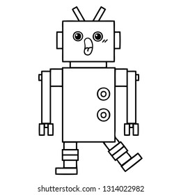 line drawing cartoon of a robot
