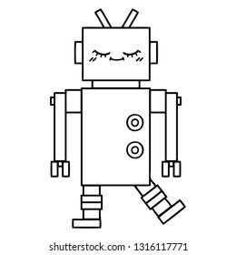 line drawing cartoon of a robot