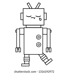 line drawing cartoon of a robot