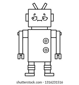 line drawing cartoon of a robot