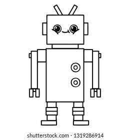 line drawing cartoon of a robot