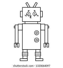 line drawing cartoon of a robot