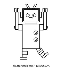 line drawing cartoon of a robot