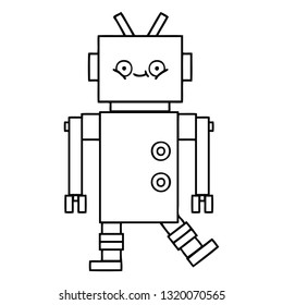 line drawing cartoon of a robot