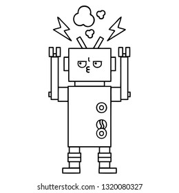 line drawing cartoon of a robot