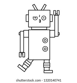 line drawing cartoon of a robot