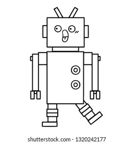 line drawing cartoon of a robot