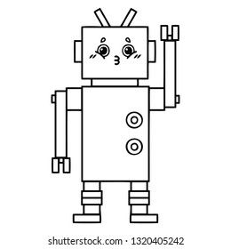 line drawing cartoon of a robot