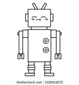 line drawing cartoon of a robot