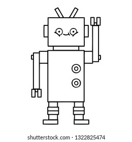 line drawing cartoon of a robot