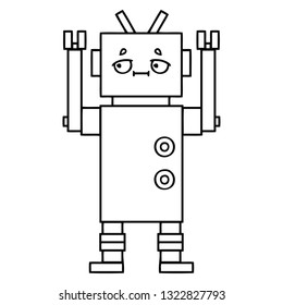 line drawing cartoon of a robot