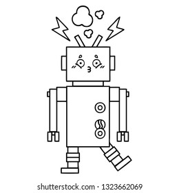 line drawing cartoon of a robot