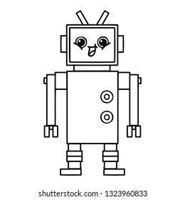 line drawing cartoon of a robot