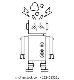 line drawing cartoon of a robot