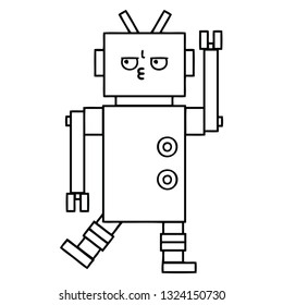 line drawing cartoon of a robot