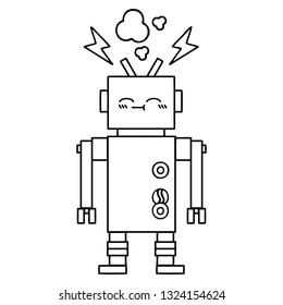 line drawing cartoon of a robot
