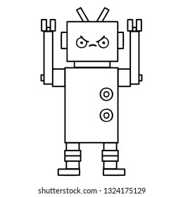 line drawing cartoon of a robot