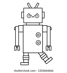 line drawing cartoon of a robot