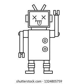 line drawing cartoon of a robot