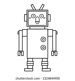 line drawing cartoon of a robot