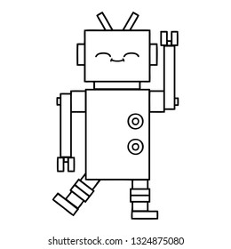 line drawing cartoon of a robot