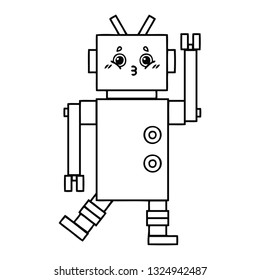 line drawing cartoon of a robot