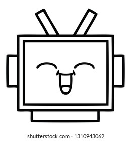 line drawing cartoon of a robot head