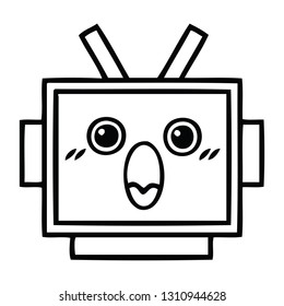 line drawing cartoon of a robot head
