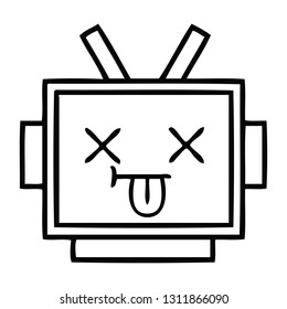 line drawing cartoon of a robot head