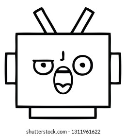 line drawing cartoon of a robot head