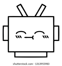 line drawing cartoon of a robot head